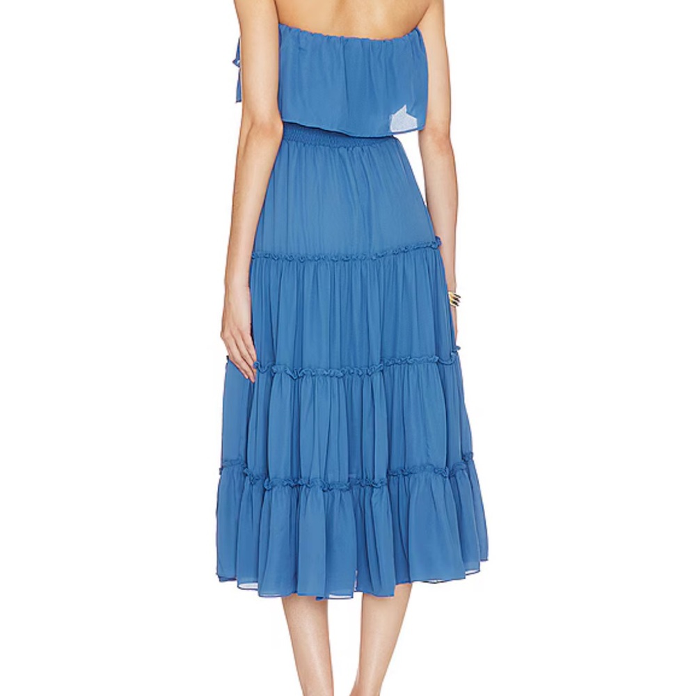 Revolve 1. State Strapless Ruffle Tiered Dress in Capri Blue
